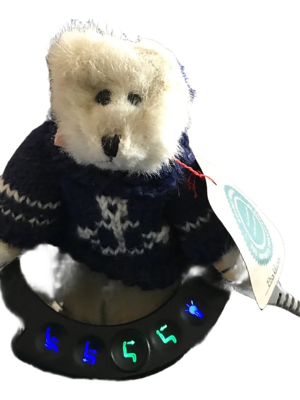 Boyds Bears White and Navy Plush Bear in Navy Sweater